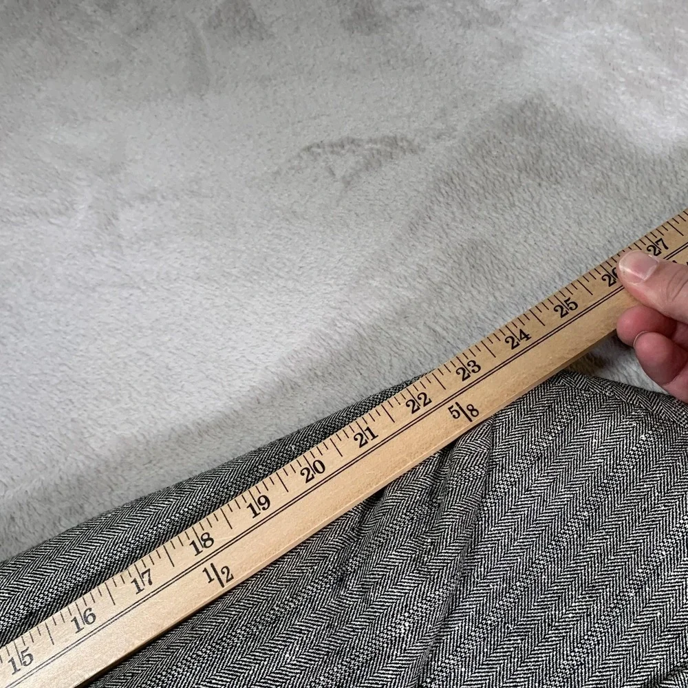 Old School Bespoke‎ Blazer Mens 43R Gray Herringbone Tailored USA 100% Linen